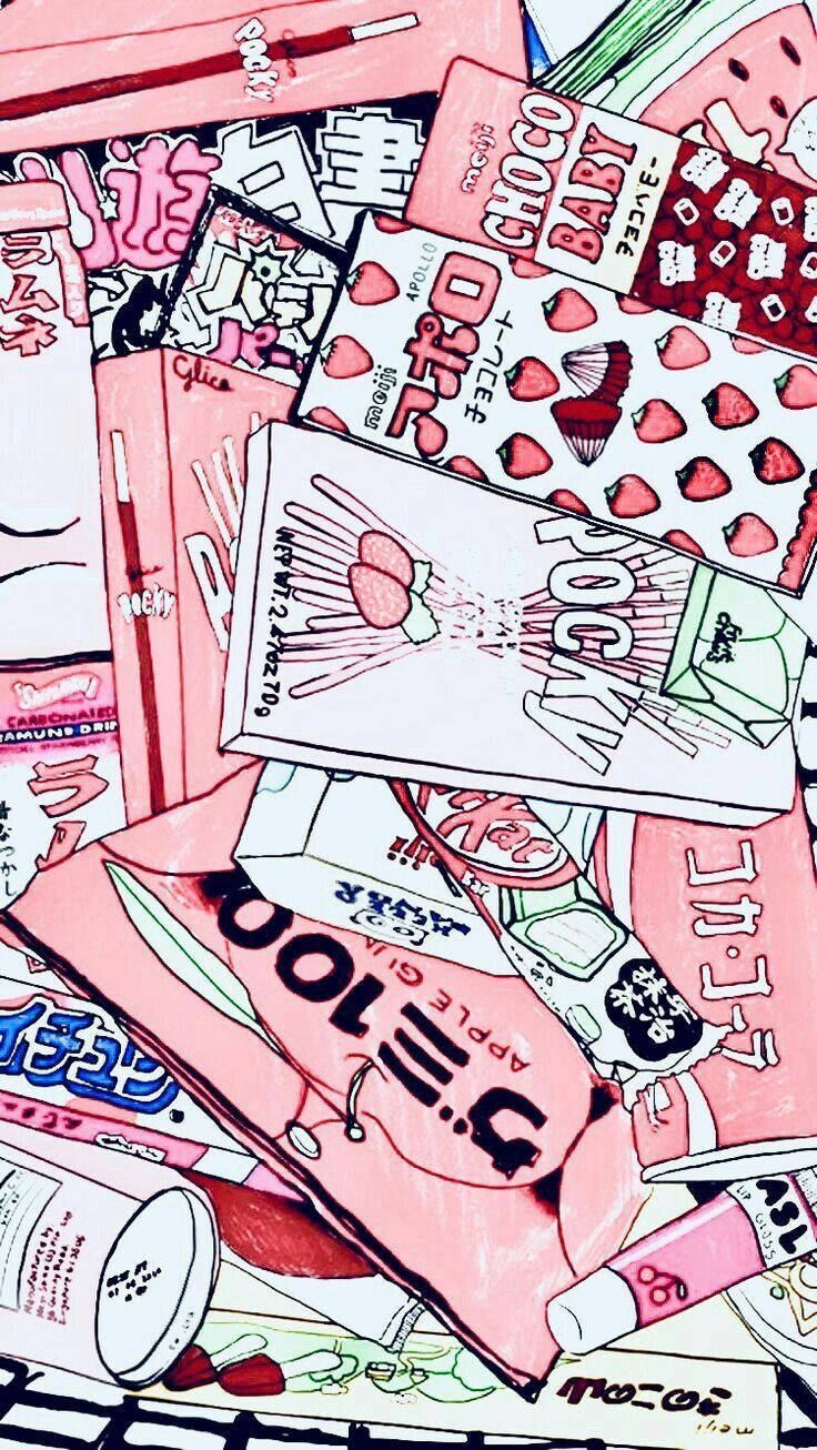 Japanese snacks, candies, vibrant pink, HD Phone Wallpaper