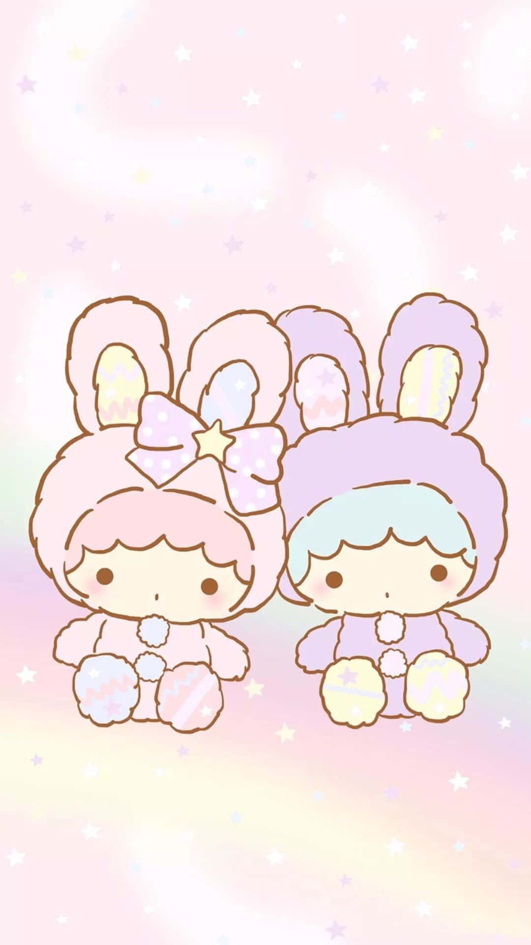 kawaii bunny characters, pastel fur, bows, Full HD Phone Wallpaper