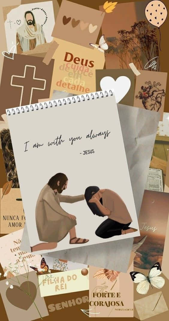 Aesthetic Portrait of Jesus, notebook, Jesus comforting a kneeling figure, SD Phone Wallpaper