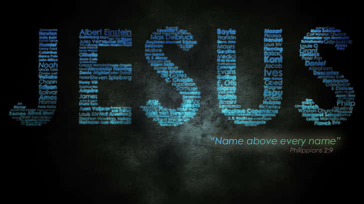 Jesus, glowing blue, dark textured wall, SD Desktop Wallpaper