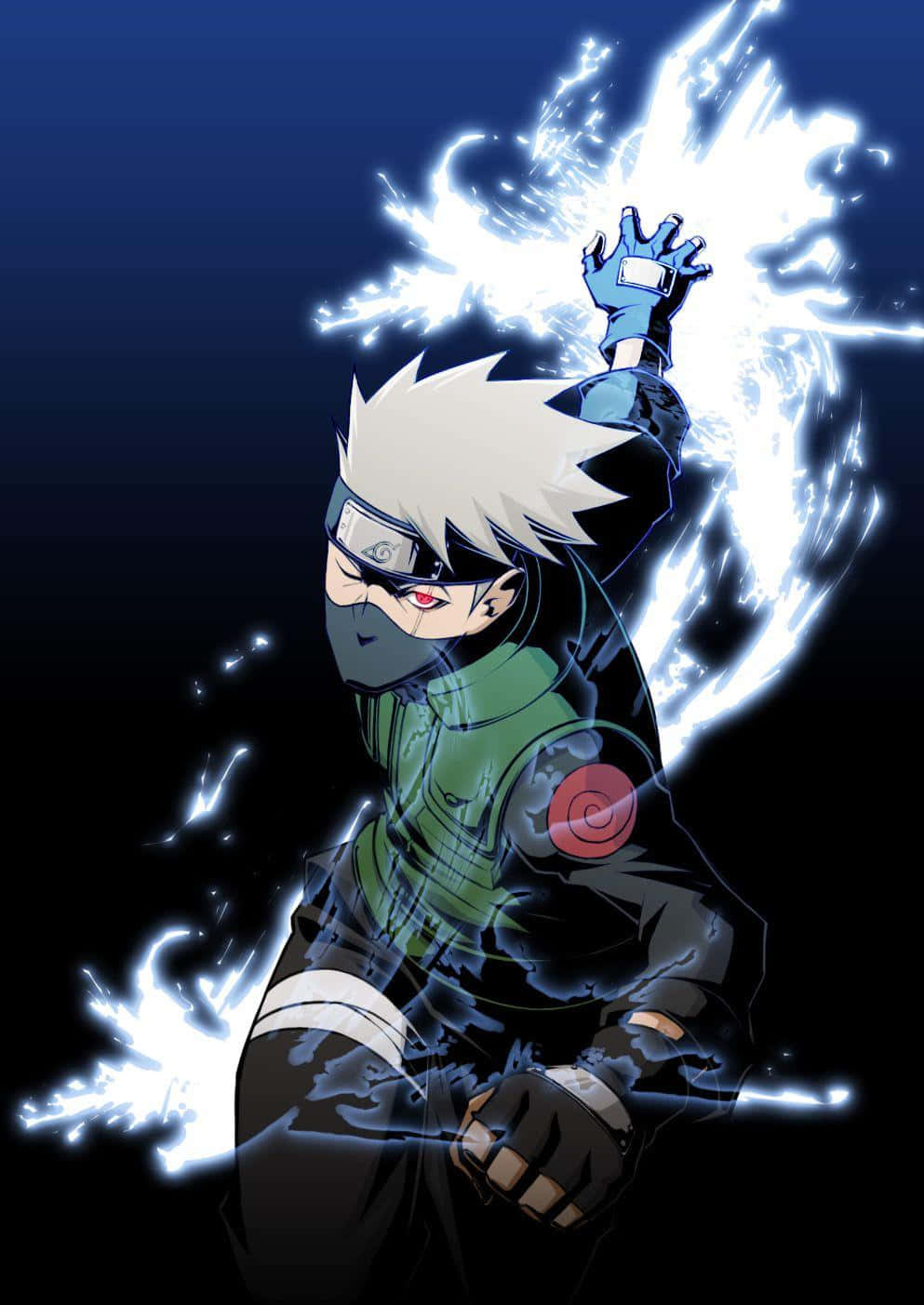 Kakashi, white hair, crackling blue lightning, HD Phone Wallpaper
