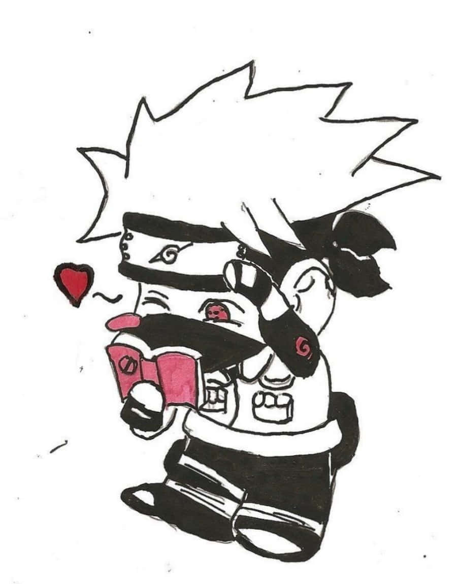 Cute Kakashi, chibi anime character, spiky hair, SD Phone Wallpaper
