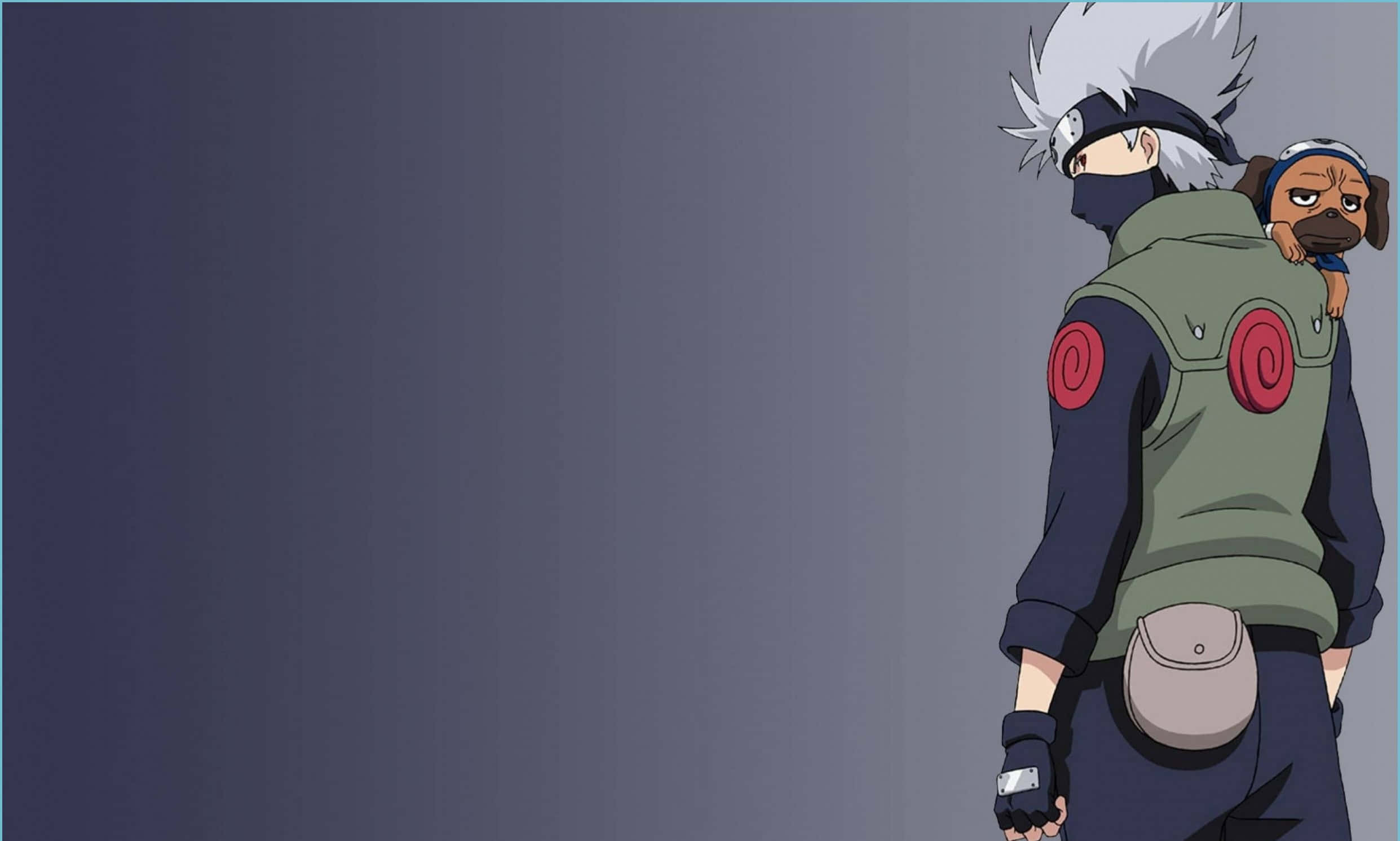 Kakashi, spiky white hair, dog on his shoulder, Full HD Desktop Wallpaper