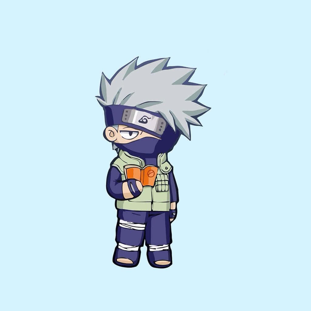 Cute Kakashi, chibi anime ninja, spiky silver hair, SD Desktop Wallpaper