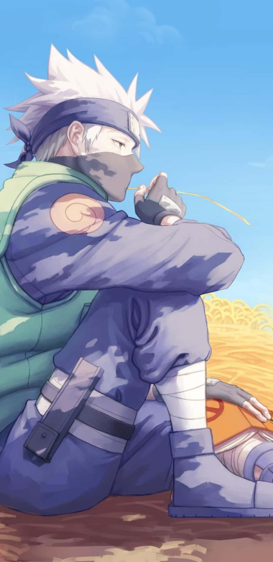 Cute Kakashi, spiky-haired ninja, blue gear, HD Phone Wallpaper