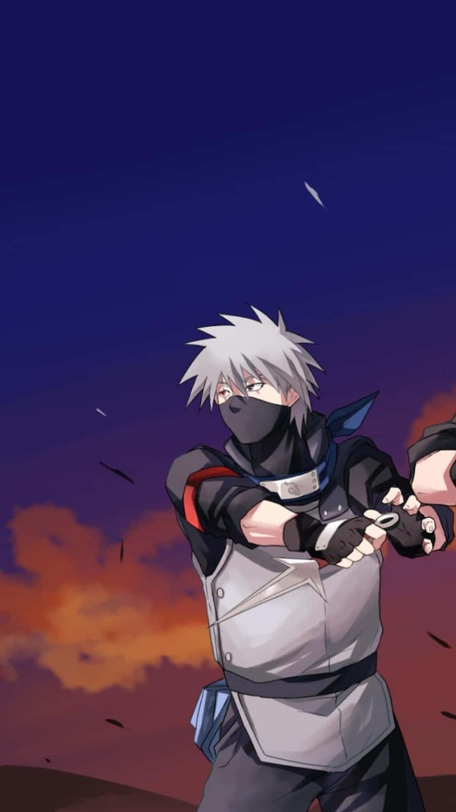Kakashi, twilight sky, orange and purple clouds, HD Phone Wallpaper