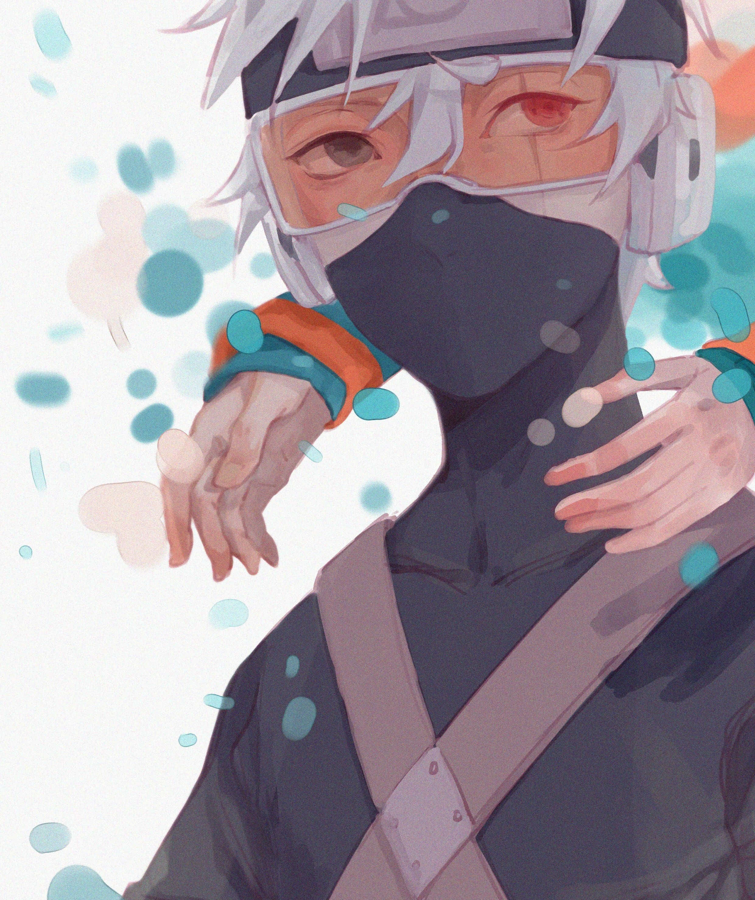 Kakashi, white hair, red eyes, 2K Phone Wallpaper