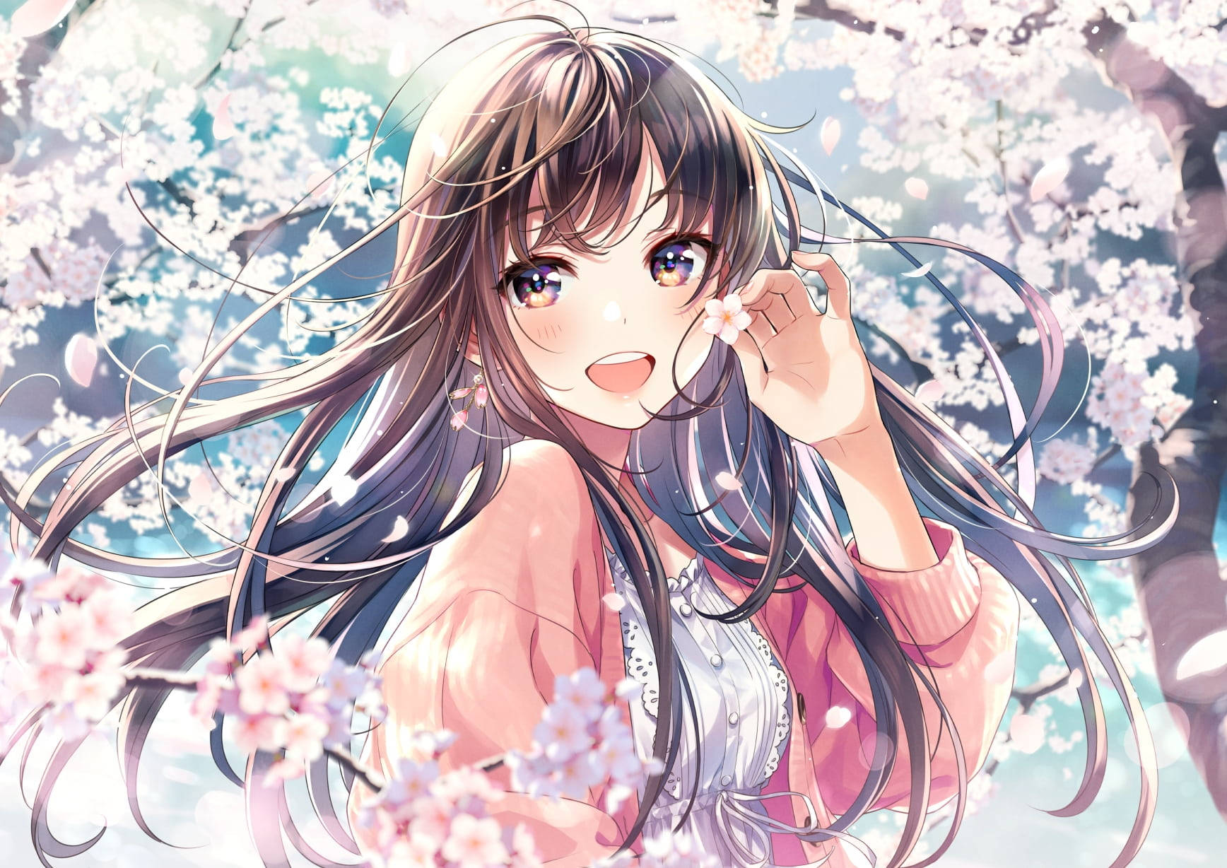Cute Kawaii Anime, anime girl, long dark hair, HD Desktop Wallpaper