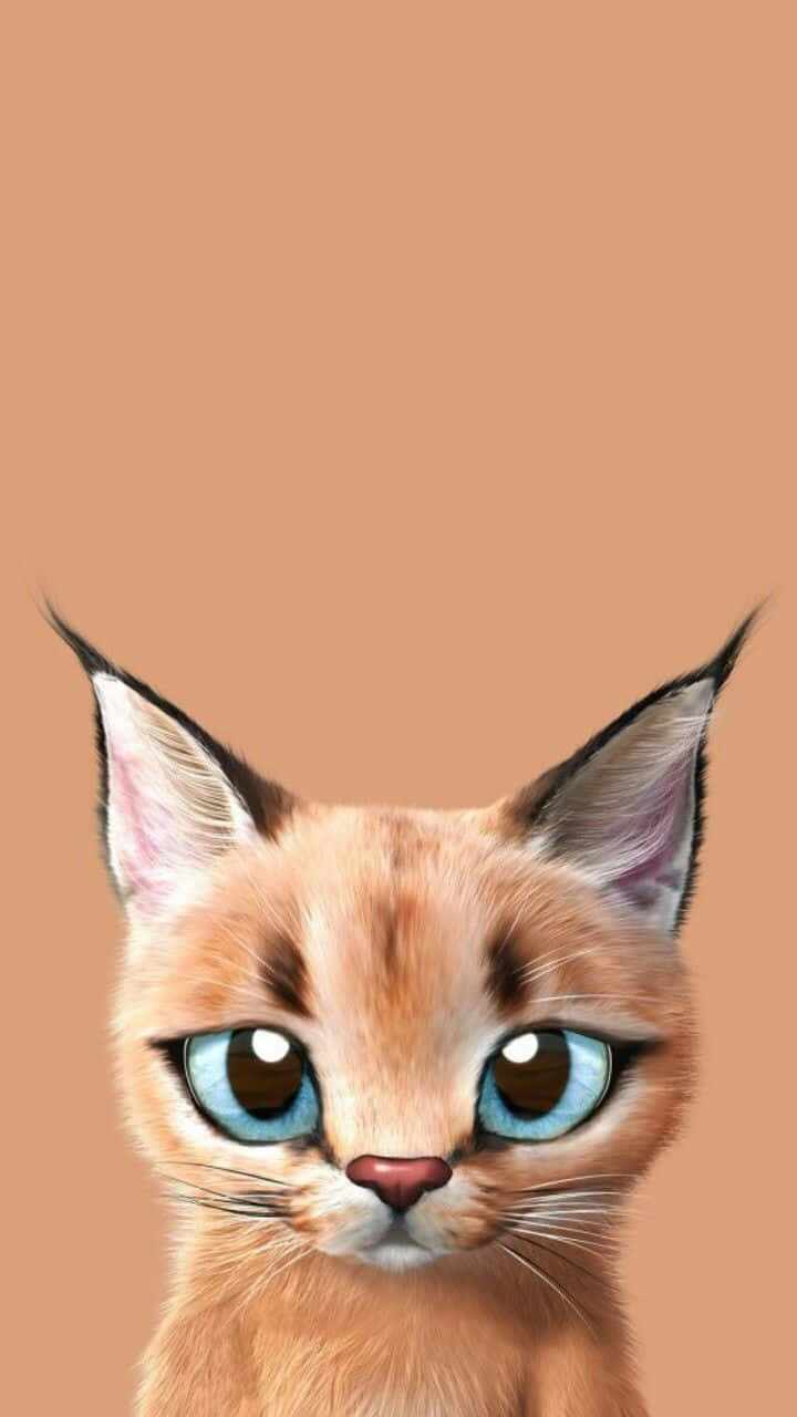 kawaii anime cat, large blue eyes, tan fur, HD Phone Wallpaper