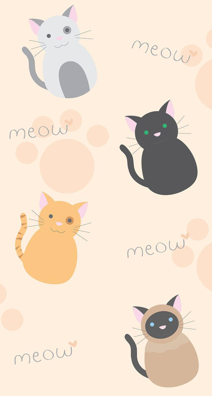 cute kawaii cat, meow, pastel tones, HD Phone Wallpaper