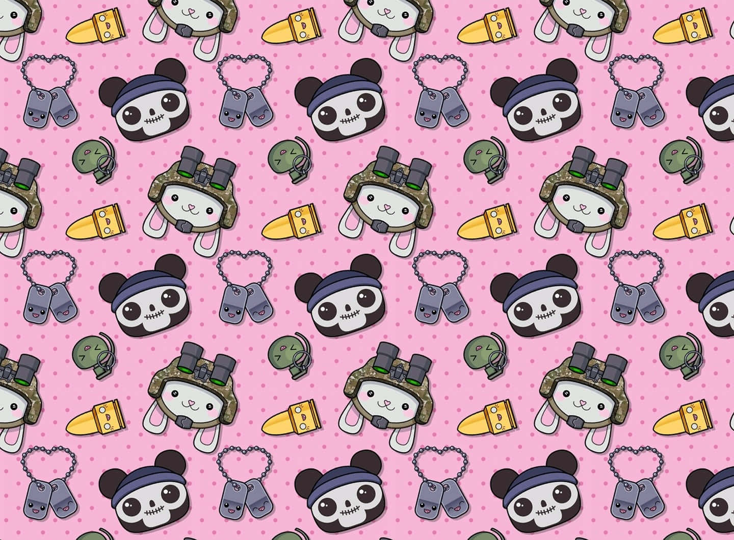 cute iPad, pink background, cute cartoon panda soldiers, HD Desktop Wallpaper