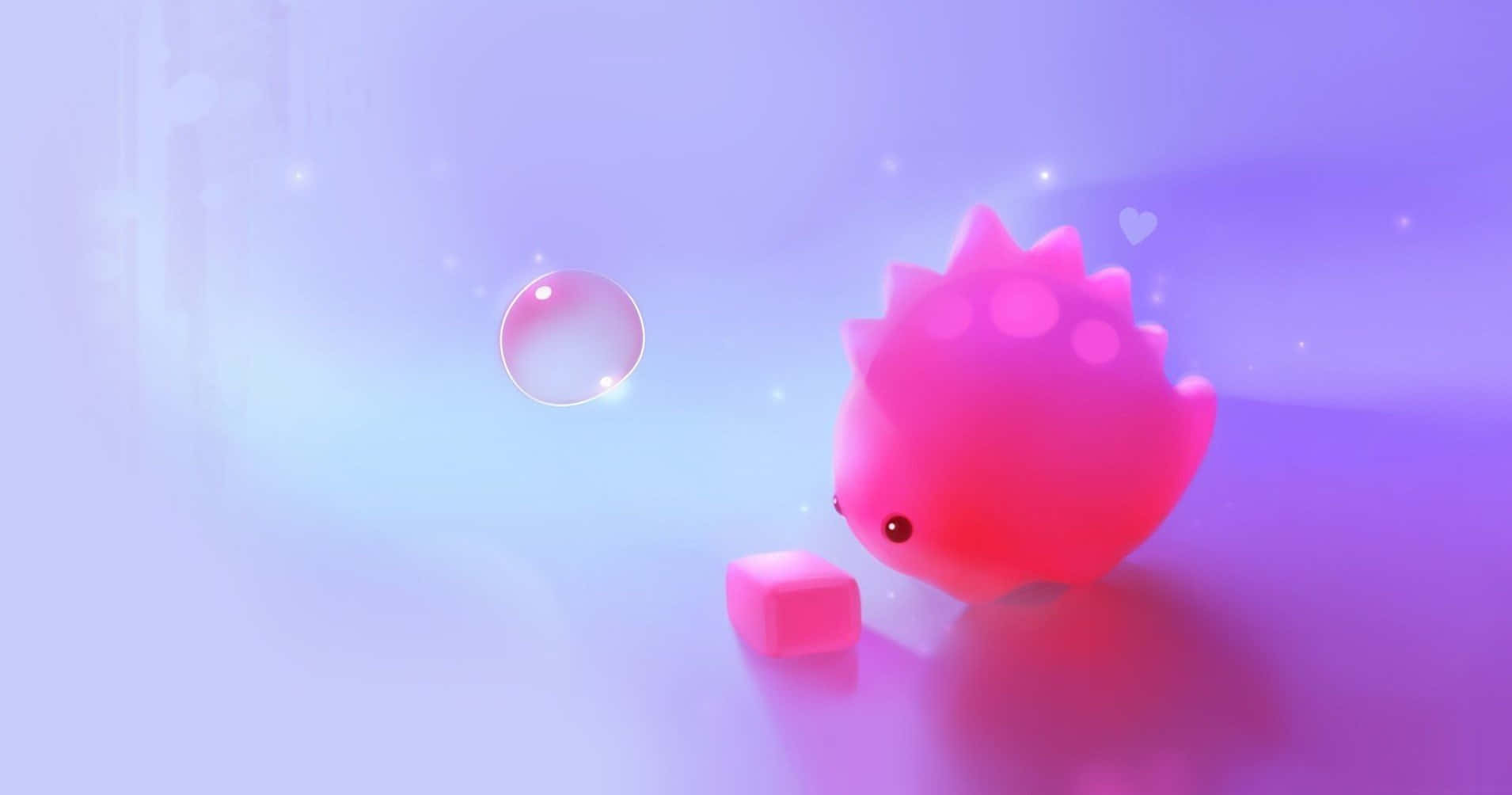 cute pink spiky creature, single eye, floating bubble, HD Desktop Wallpaper