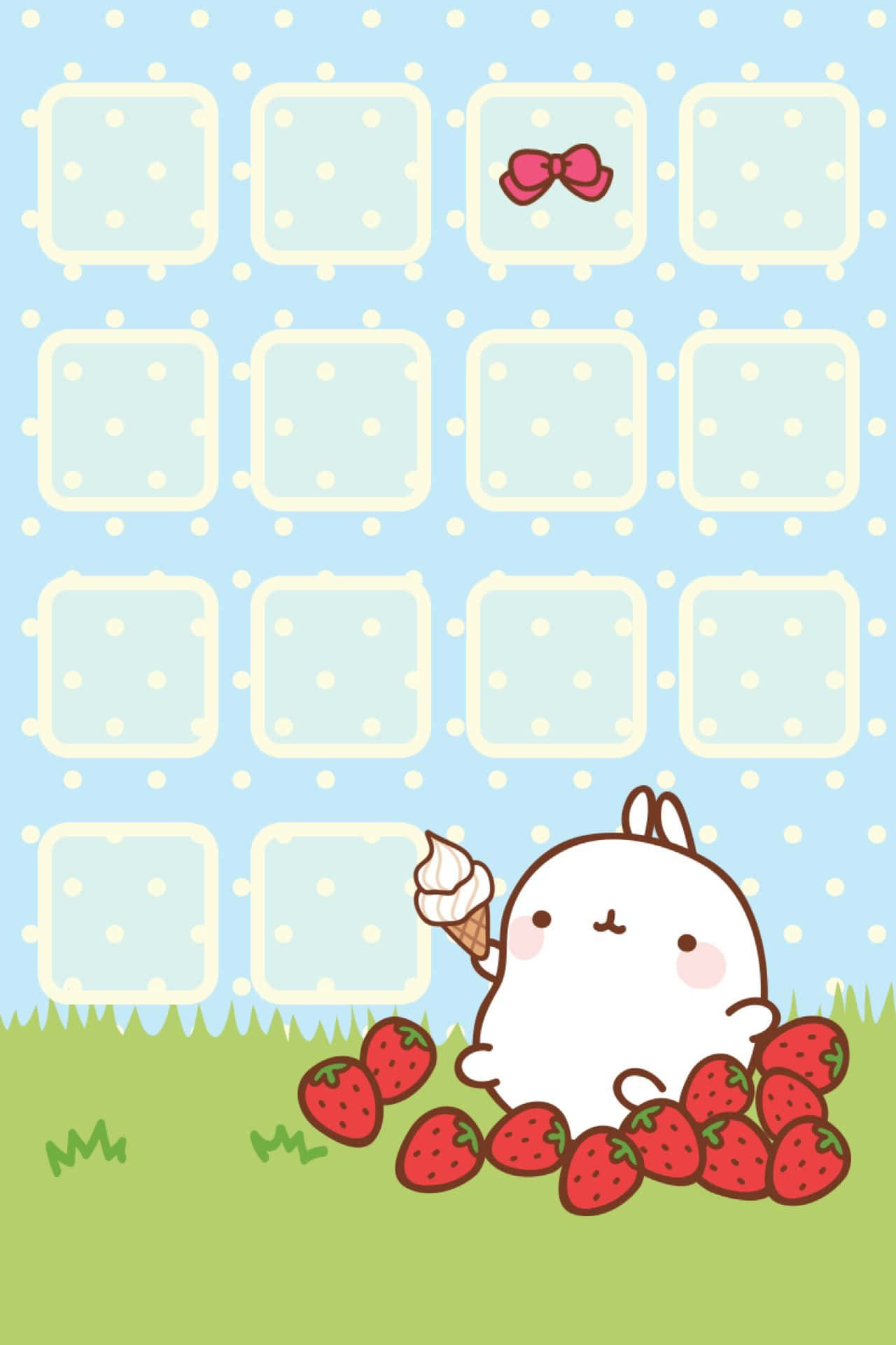 cute kawaii iPad, white bunny, pink cheeks, Full HD Phone Wallpaper