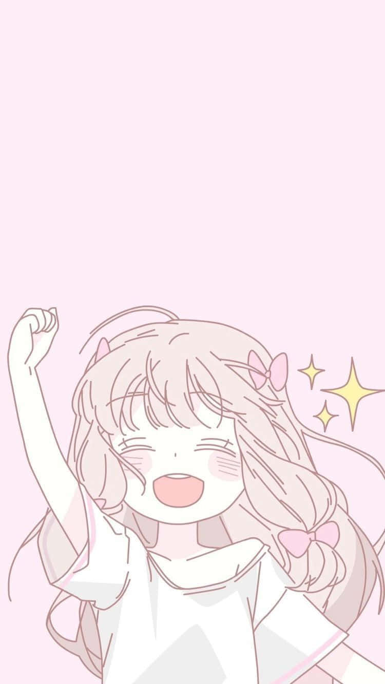 Cute Kawaii Anime iPad, pink hair, bows, HD Phone Wallpaper