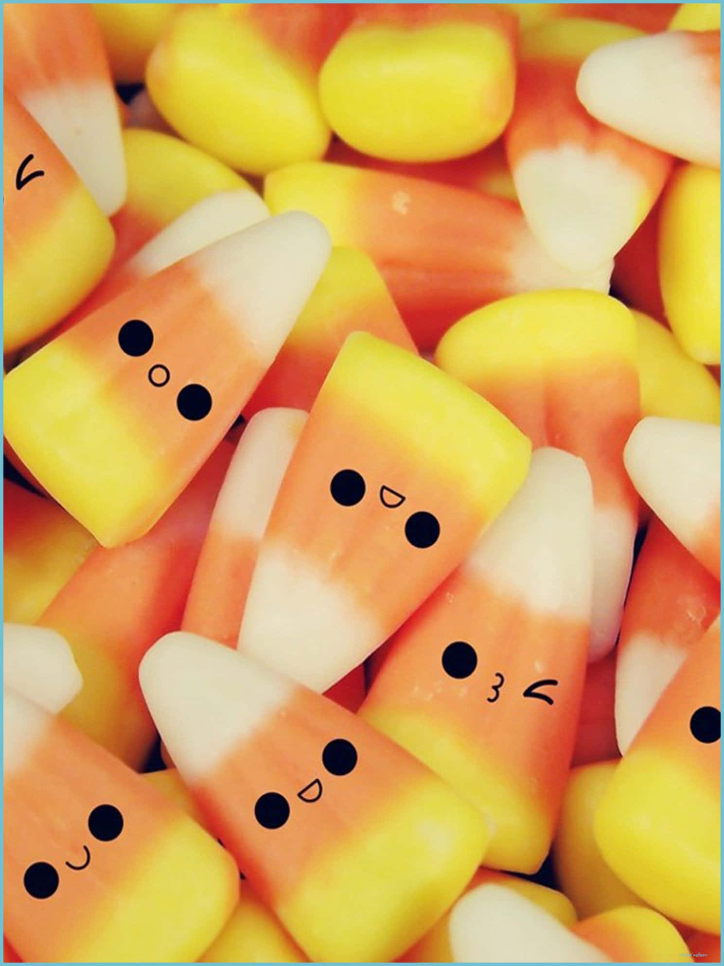 cute kawaii iPad, candy corn, hand-drawn faces, Full HD Phone Wallpaper