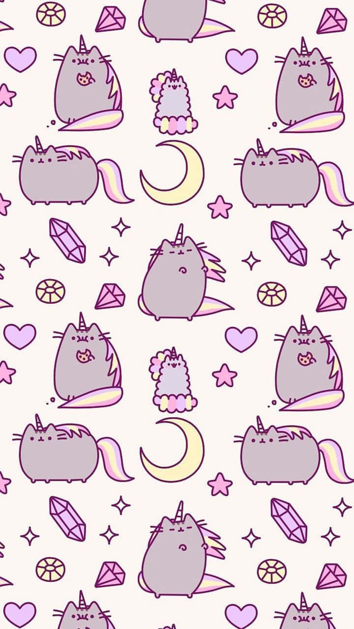 Cute Kawaii iPad, purple unicorns, pastel hearts, HD Phone Wallpaper