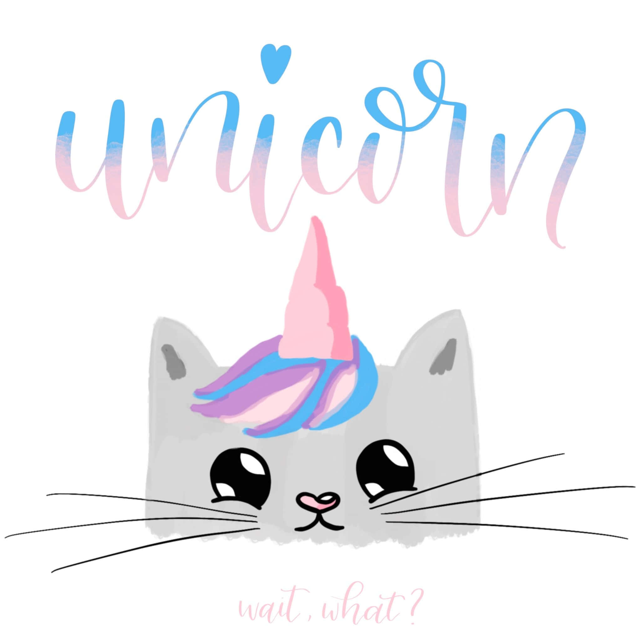 Kawaii iPad, gray cat, pastel rainbow unicorn horn, Full HD Desktop Wallpaper