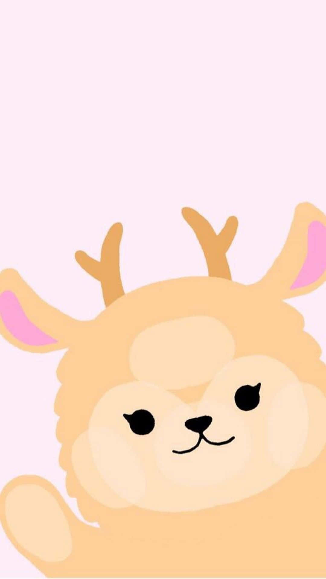Cute Kawaii iPad, cartoon alpaca, small antlers, Full HD Phone Wallpaper