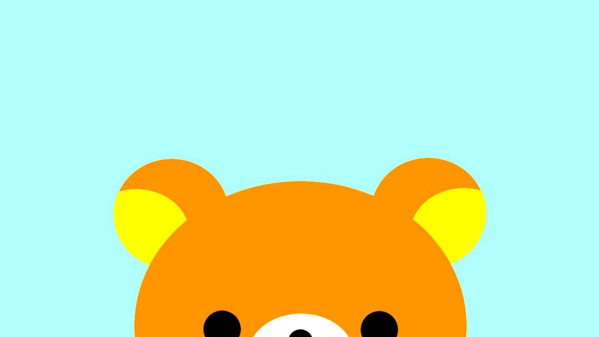 minimalist cartoon bear head, orange fur, yellow ears, Full HD Desktop Wallpaper