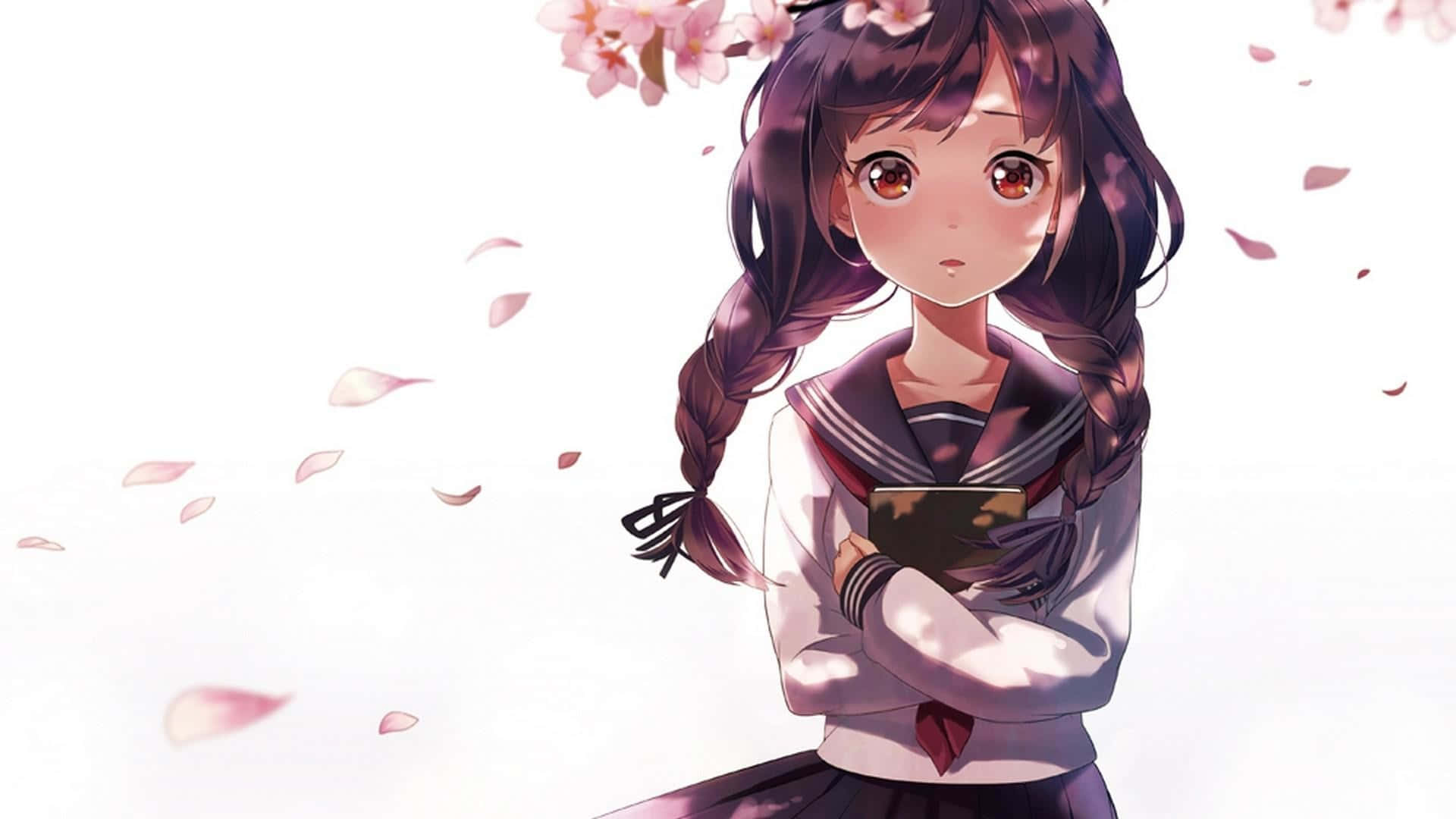 kawaii Japanese Characters, anime girl, braided hair, Full HD Desktop Wallpaper