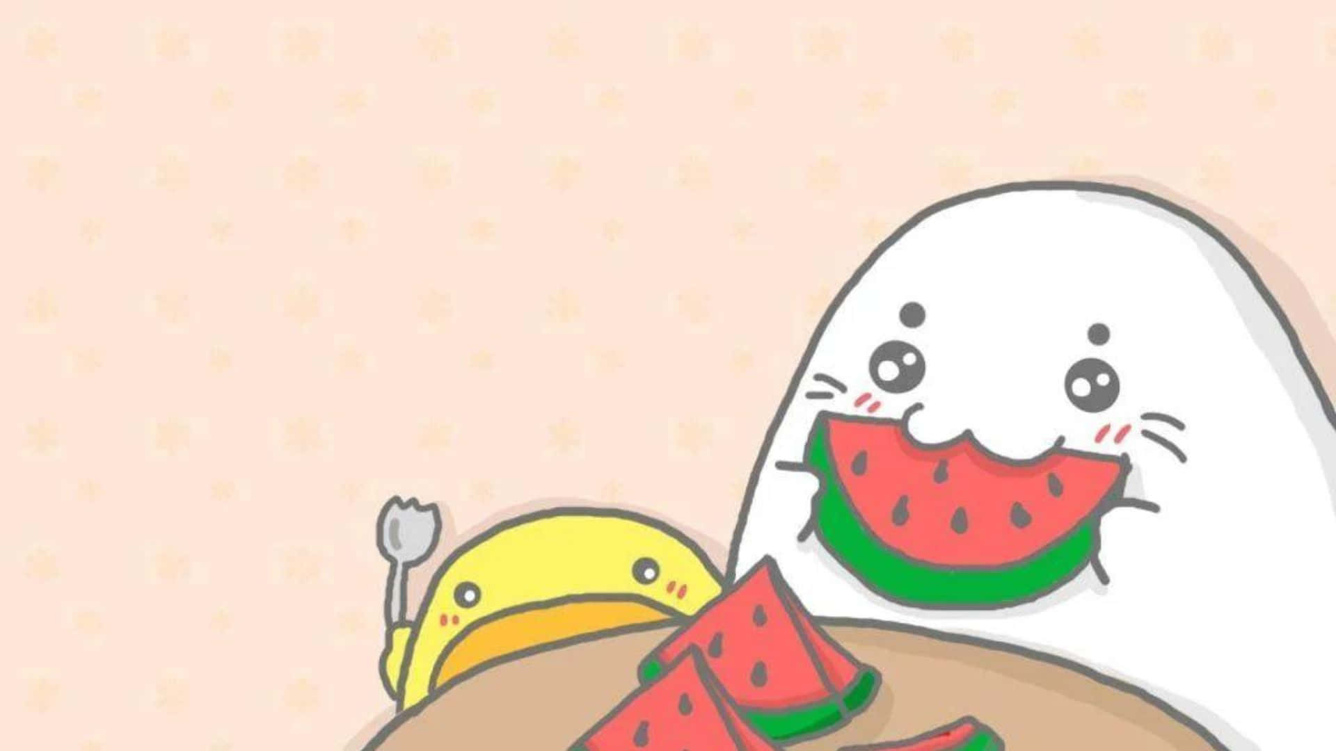 cute kawaii japanese characters, white ghost, yellow duck, Full HD Desktop Wallpaper