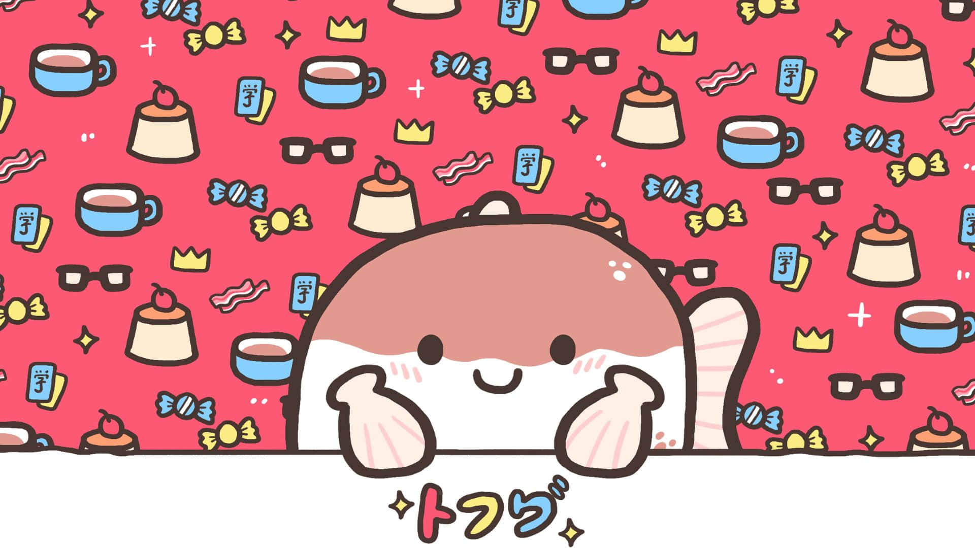 cute kawaii japanese characters, cartoon cat, vibrant pink background, Full HD Desktop Wallpaper