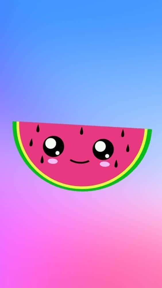Cute Kawaii Watermelon Slice, big eyes, smile, SD Phone Wallpaper