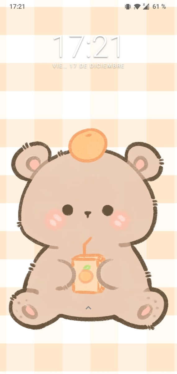 Cute Kawaii, cartoon bear, rosy cheeks, SD Phone Wallpaper