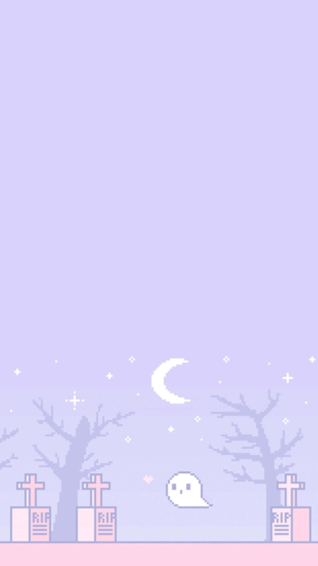 kawaii art, pixel-art ghost, pink tombstones, Full HD Phone Wallpaper