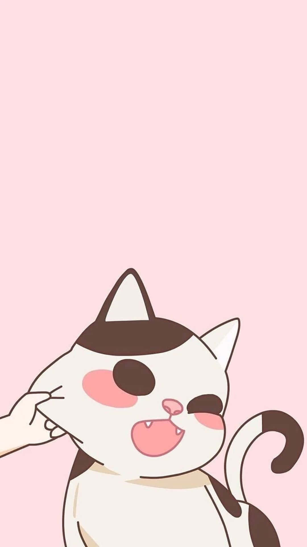 kawaii cartoon, cartoon cat, brown patch, Full HD Phone Wallpaper