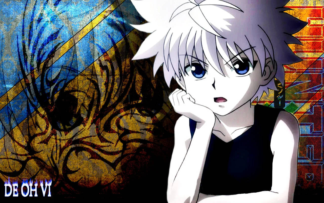 Cute Killua, white-haired anime boy, blue eyes, HD Desktop Wallpaper