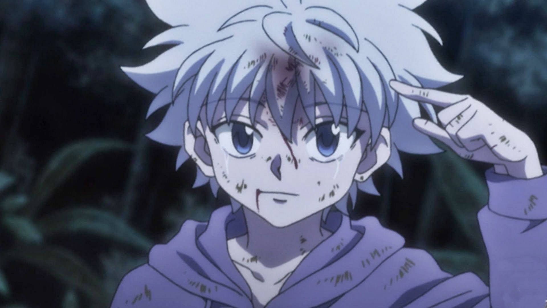 Killua, spiky silver hair, blue eyes, Full HD Desktop Wallpaper