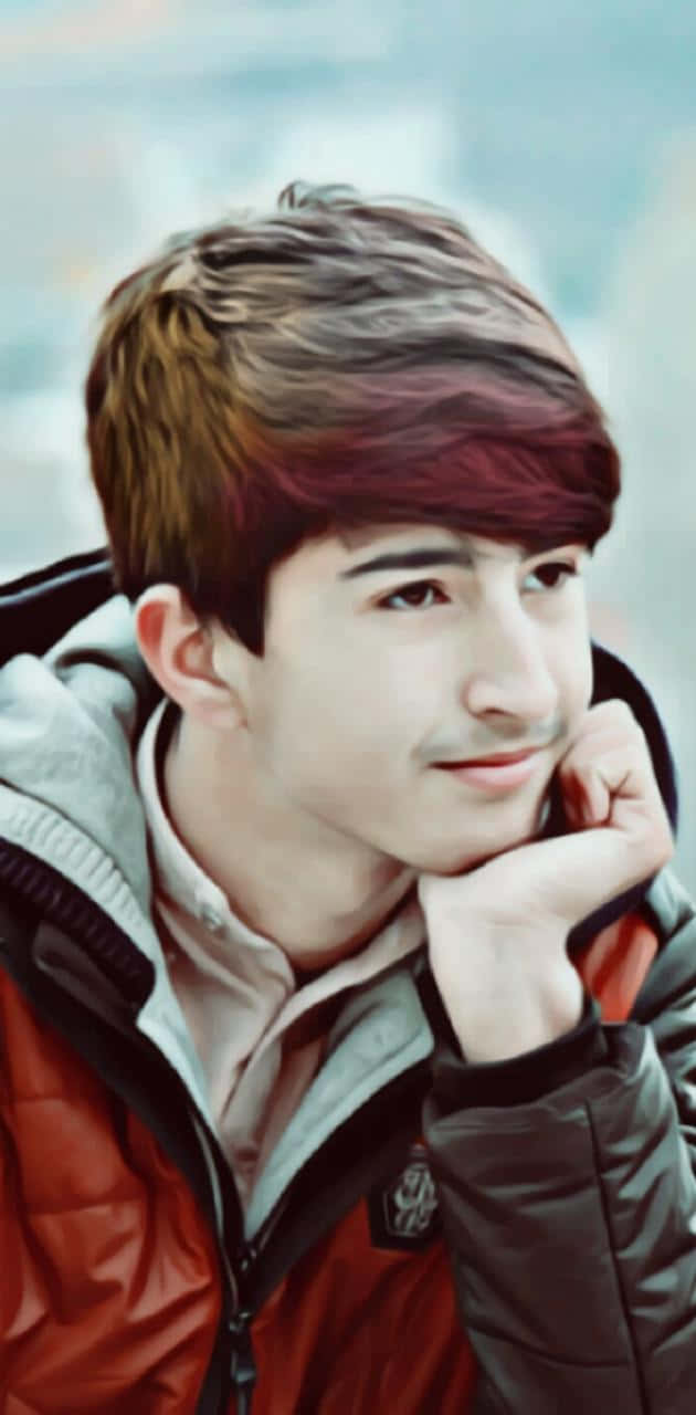 cute korean boy, red jacket, gray jacket, HD Phone Wallpaper