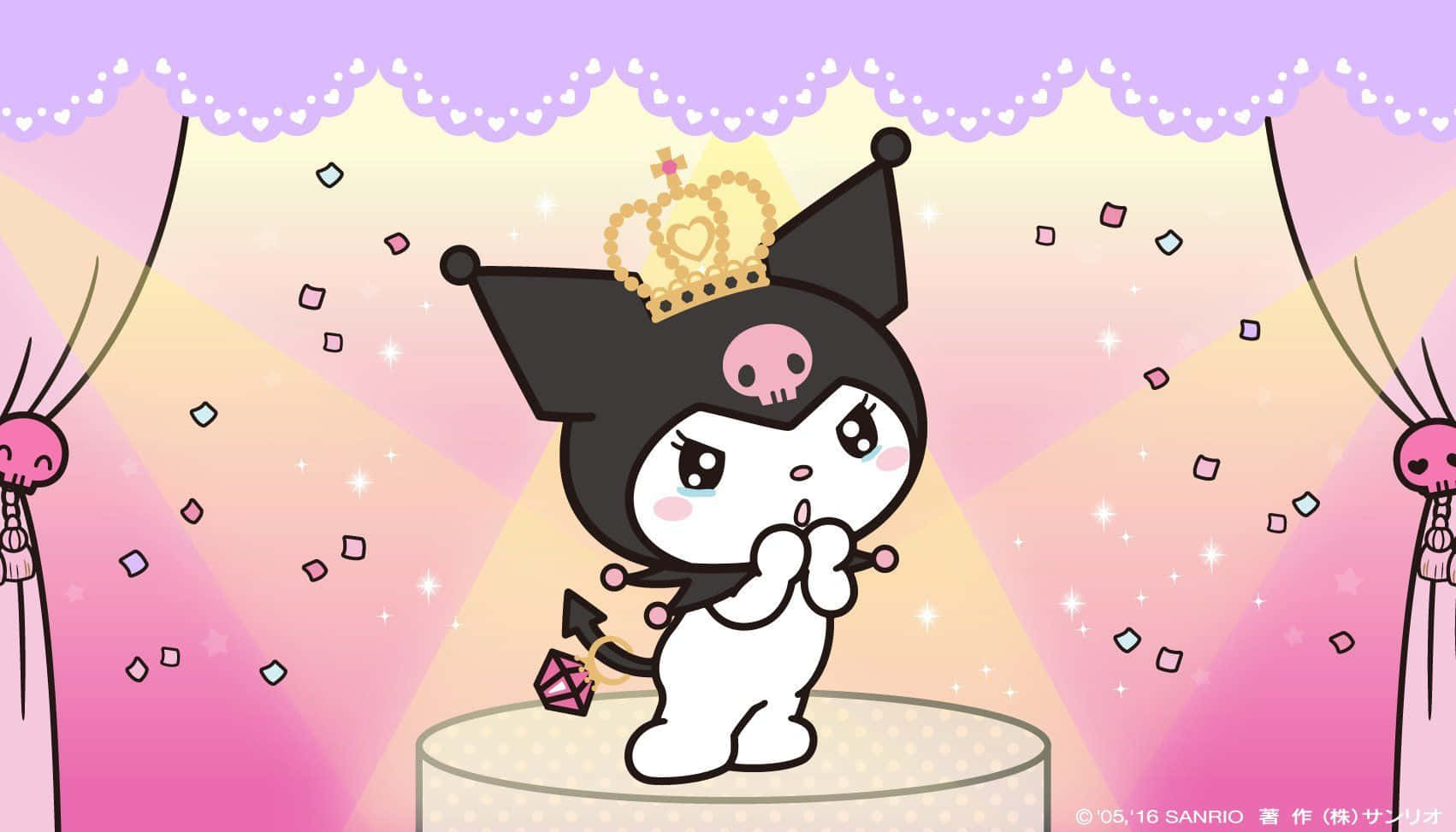 Kuromi, stage, pink and yellow spotlights, HD Desktop Wallpaper