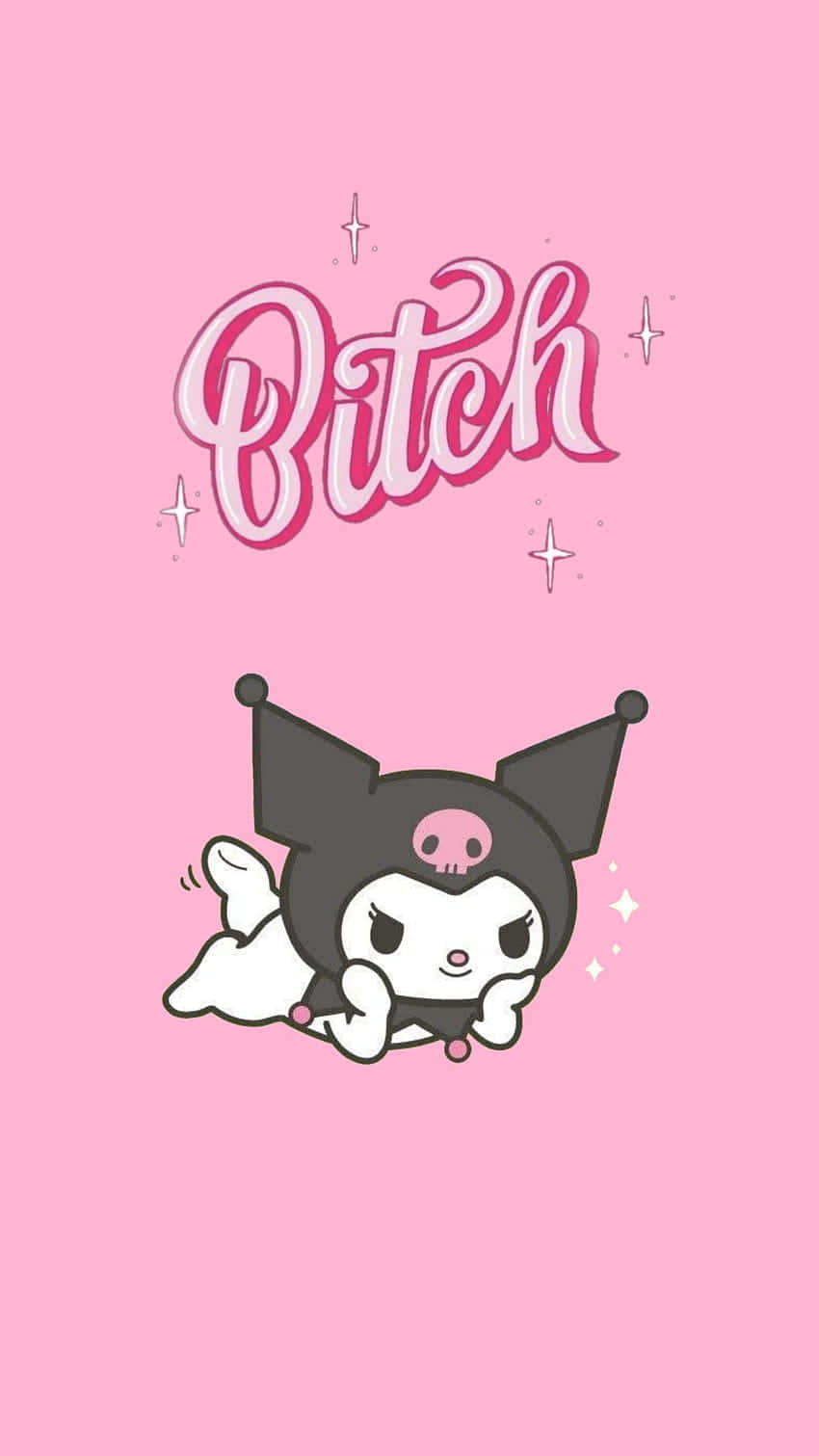 Cute Kuromi, pink background, skull motif, HD Phone Wallpaper