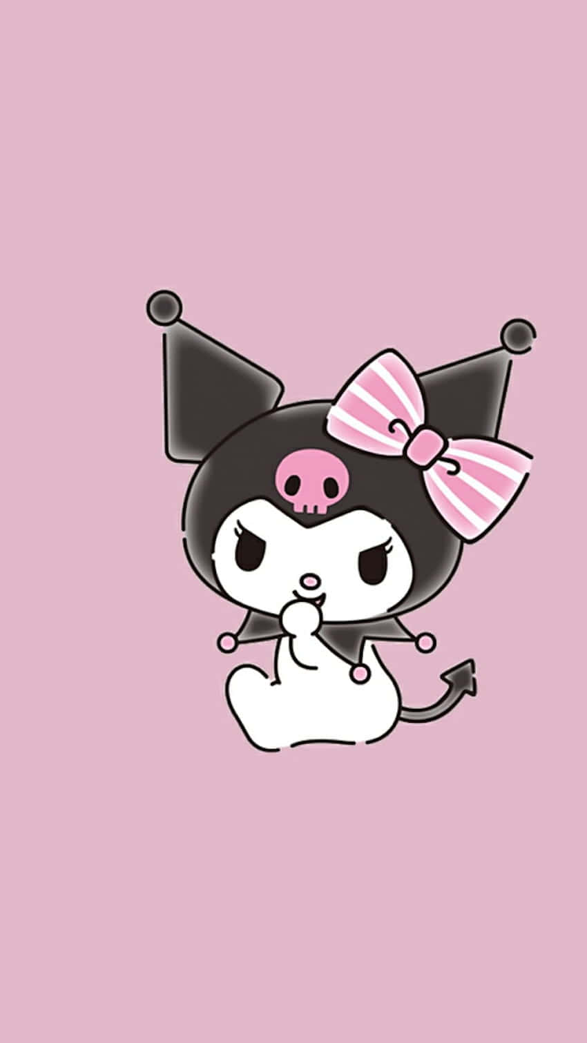 Cute Kuromi, black ears, pink skull nose, HD Phone Wallpaper