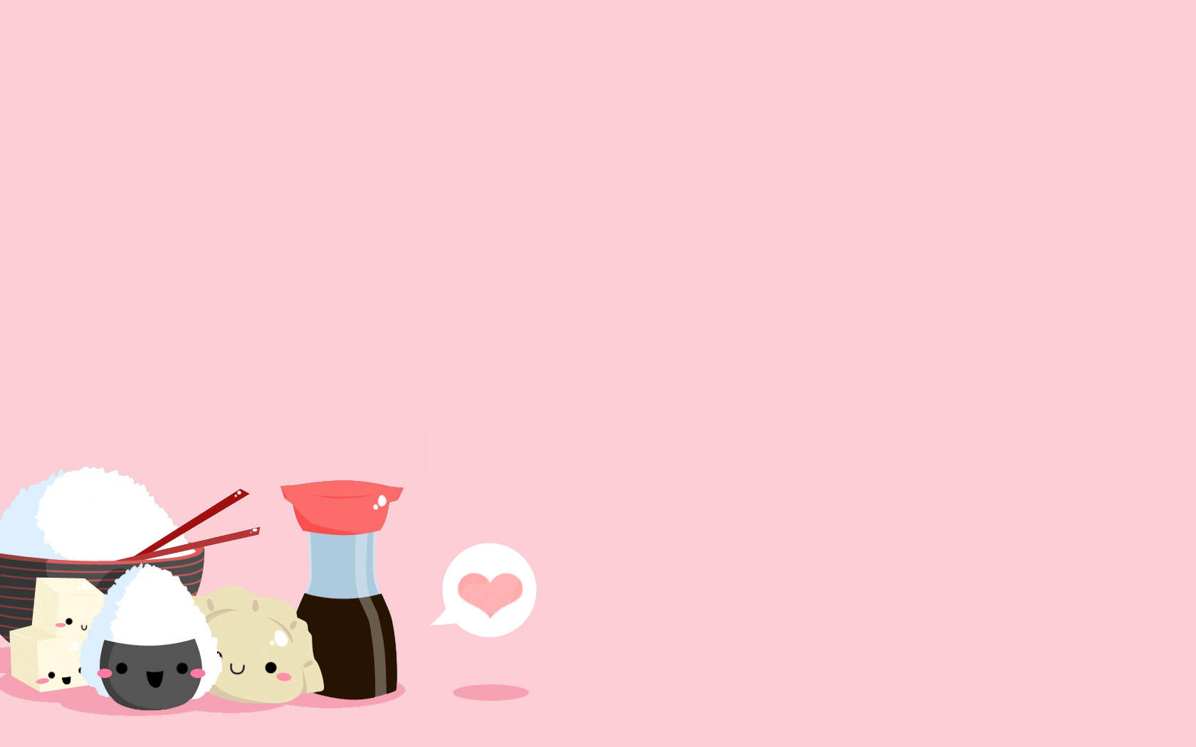 kawaii sushi characters, chopsticks, soy sauce bottle, HD Desktop Wallpaper