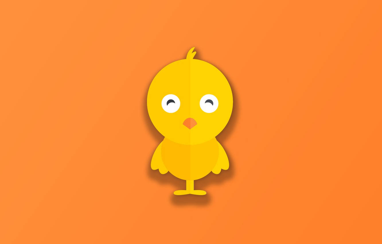 little cartoon chick, yellow chick, big eyes, HD Desktop Wallpaper