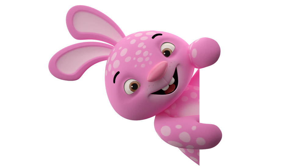 cartoon rabbit, pink, white spots, SD Desktop Wallpaper