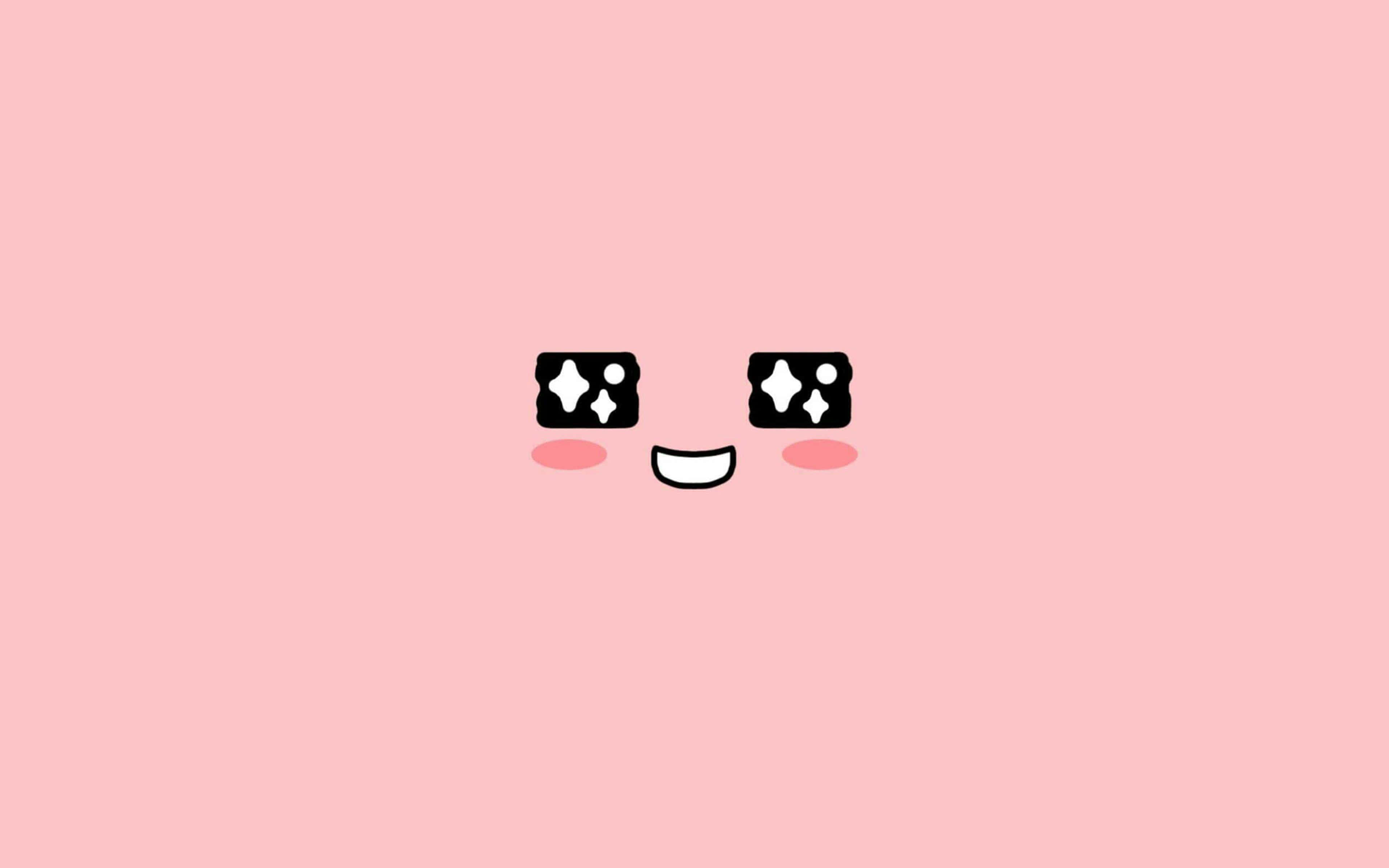 pink background, cute face, sparkly eyes, 4K Desktop Wallpaper