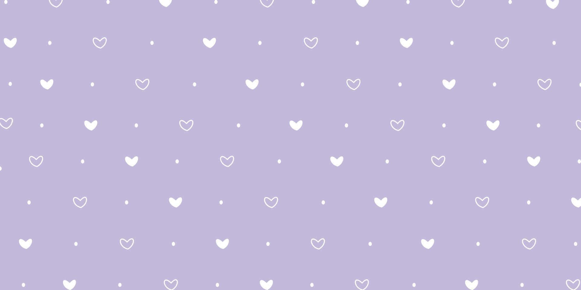 lavender hearts pattern, soft lavender background, white heart and dot patterns, Full HD Desktop Wallpaper