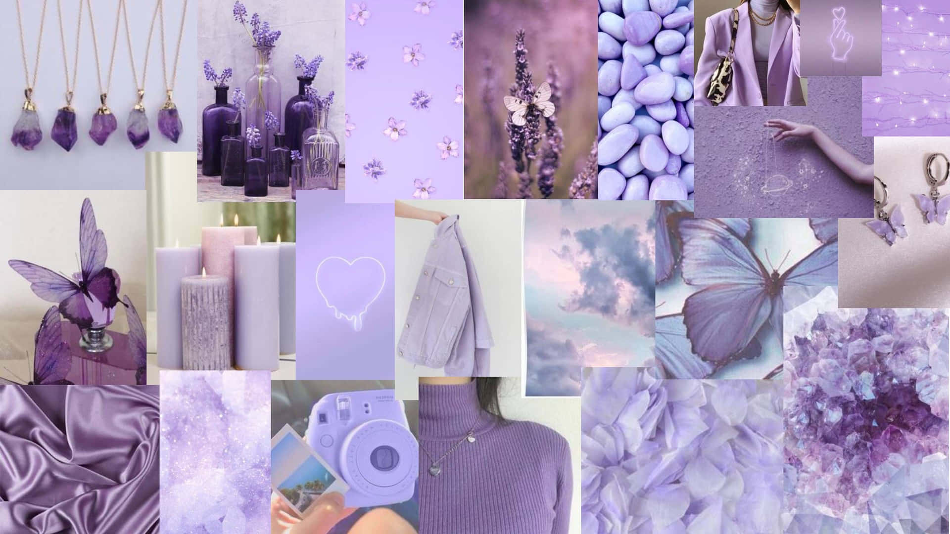 lavender hues, butterflies, candles, Full HD Desktop Wallpaper