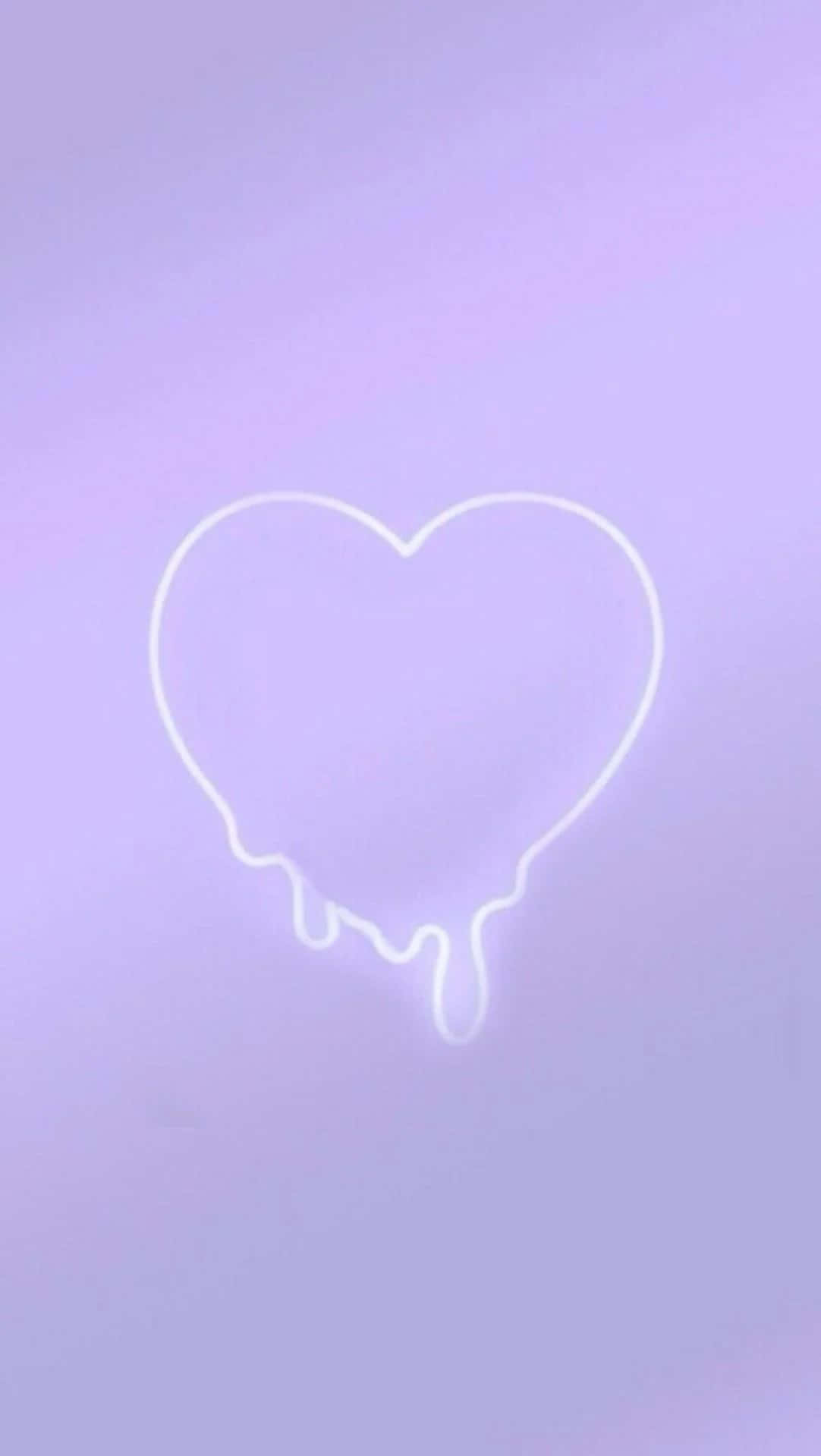 lavender heart, glowing white heart outline, dripping downward, HD Phone Wallpaper