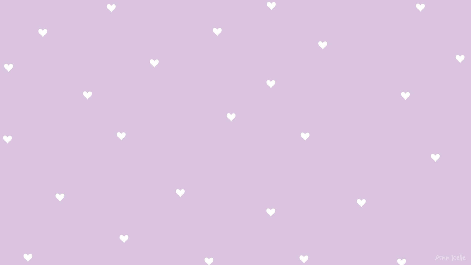 lavender hearts pattern, soft lavender background, scattered white hearts, Full HD Desktop Wallpaper