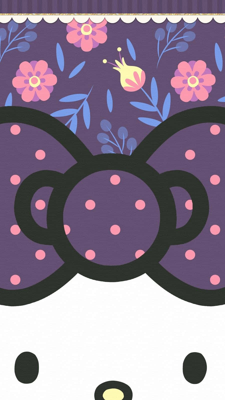 lavender floral pattern design, purple polka-dot bow, floral patterned background, HD Phone Wallpaper