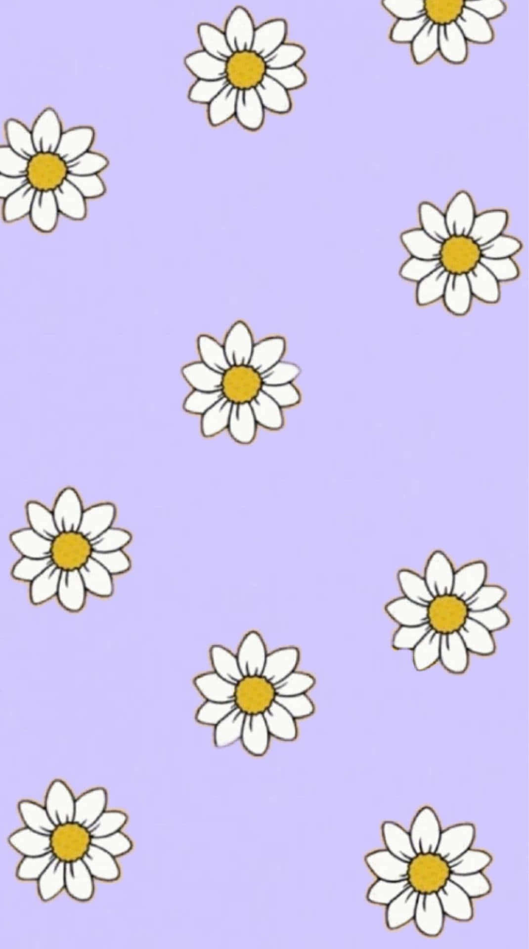 daisy pattern, lavender background, white daisies, Full HD Phone Wallpaper