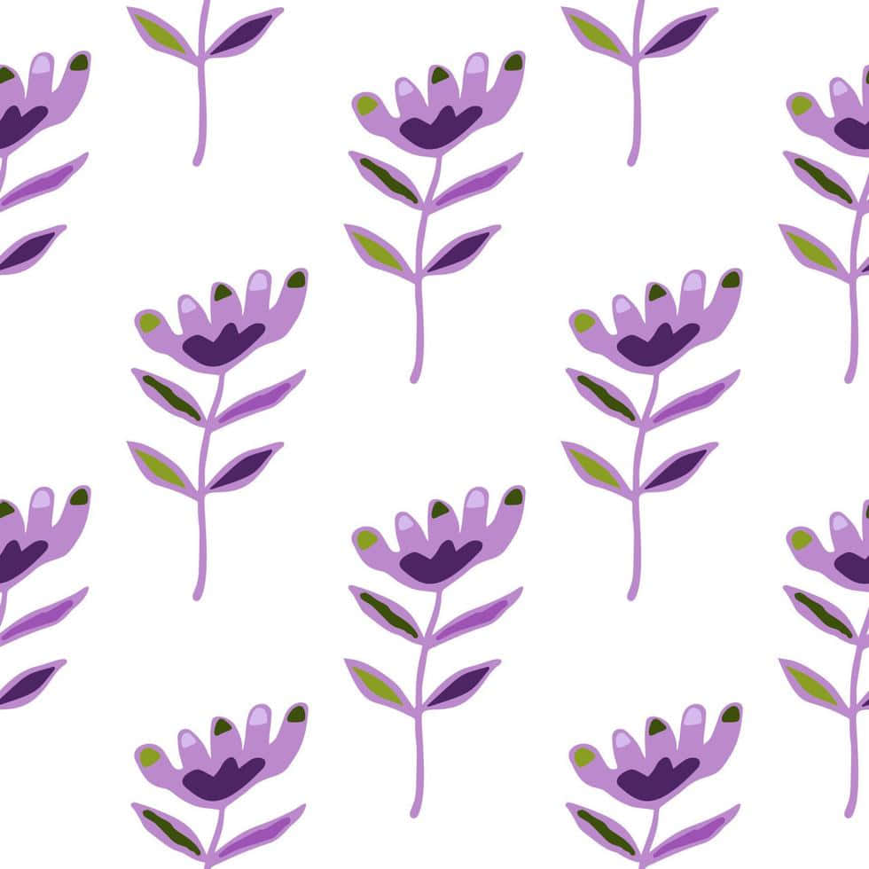Cute Lavender Pattern, purple flowers, green leaves, SD Desktop Wallpaper