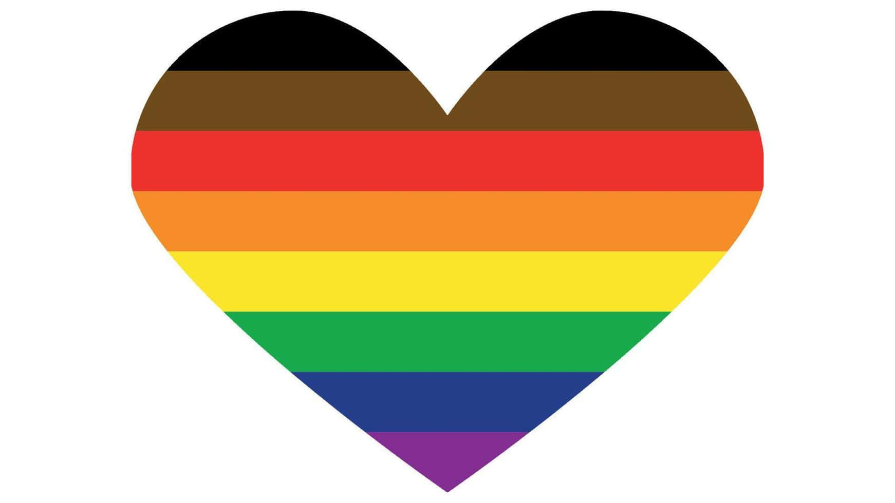 heart-shaped emblem, horizontal rainbow stripes, black brown stripe, HD Desktop Wallpaper