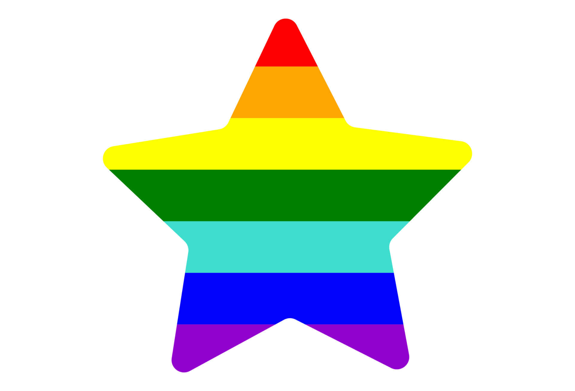 Cute LGBT Star Flag, rainbow star, red orange yellow green blue and purple, Full HD Desktop Wallpaper