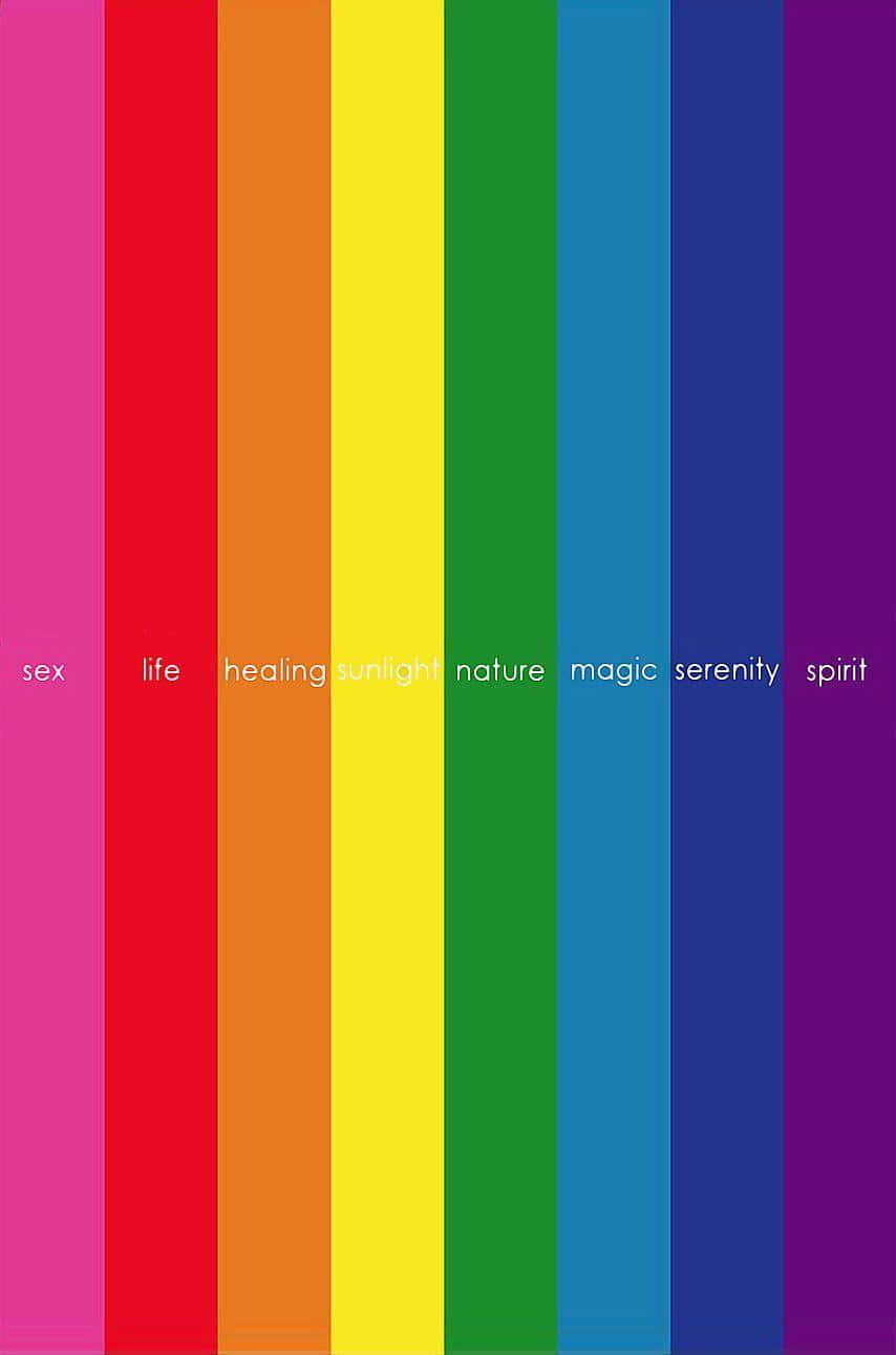 Cute LGBT Rainbow Flag, rainbow stripes, white text, HD Phone Wallpaper